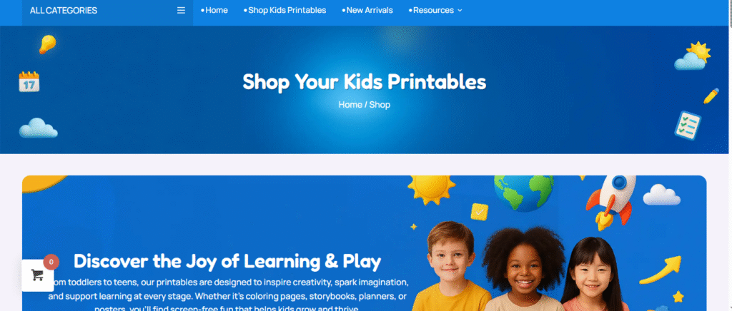 Kids printables eCommerce