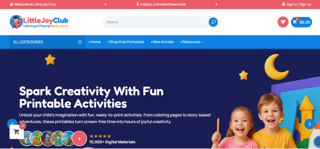 Start printables store online